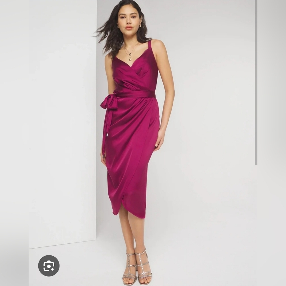 Elegant Magenta Wrap Dress